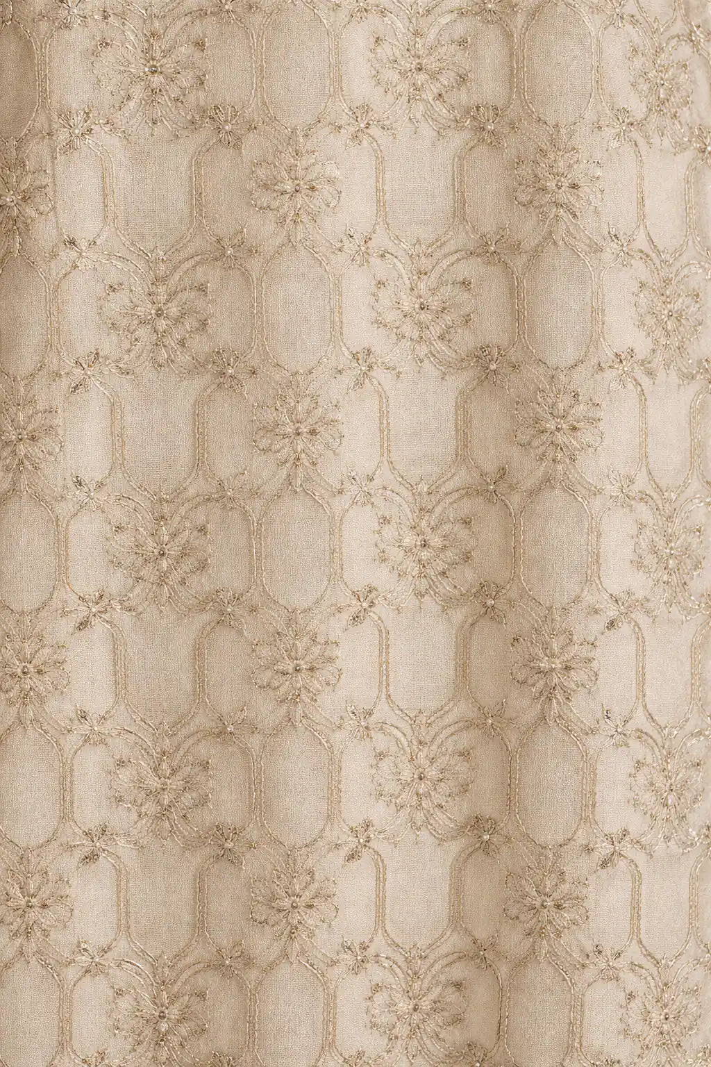 embroidered silk front panel and cotton back, silk-linen